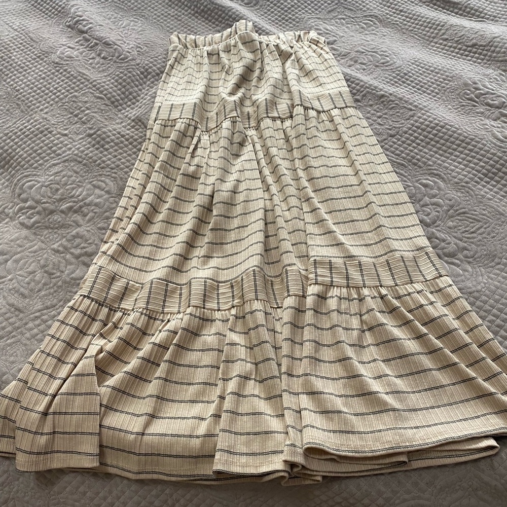 Tan maxi striped skirt